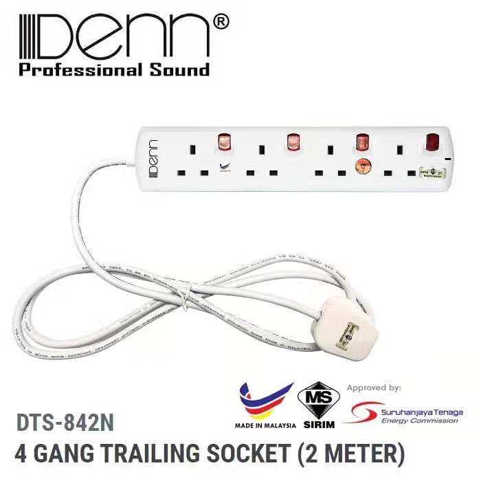 ORIGINAL DENN EXTENSION TRAILING SOCKET 4 GANG ( 2 METER ) | Shopee ...