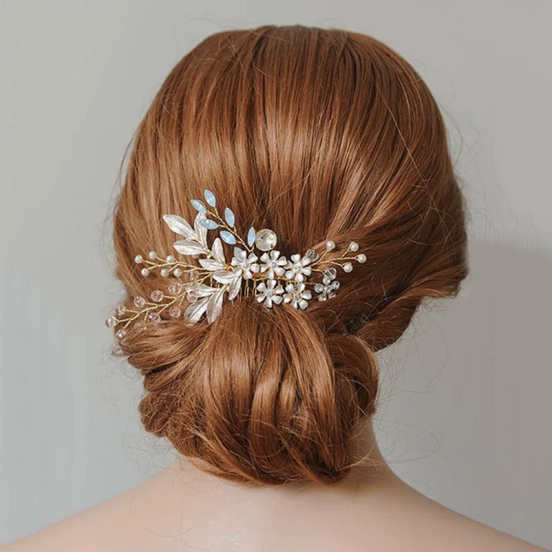 Wedding Hair Comb Rhinestones Bridal Hair Clips Combs Floral Vintage Headpiece Shopee Malaysia