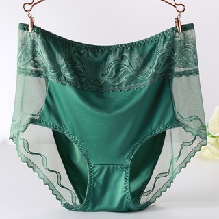 Ladies Underwear High Waist Cotton Panty Full Brief Seamless Breathable  Briefs with Lace Brim Plus Size 