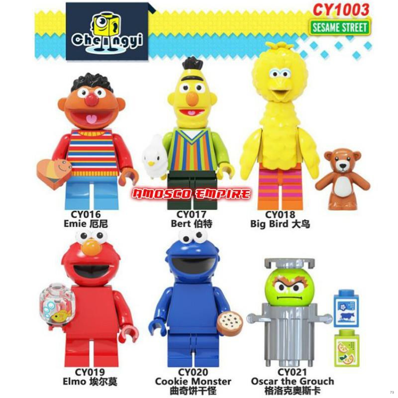 CY1003 SESAME STREET MINIFIGURE Emie Elmo Cookie Monster Big Bird CY016 ...