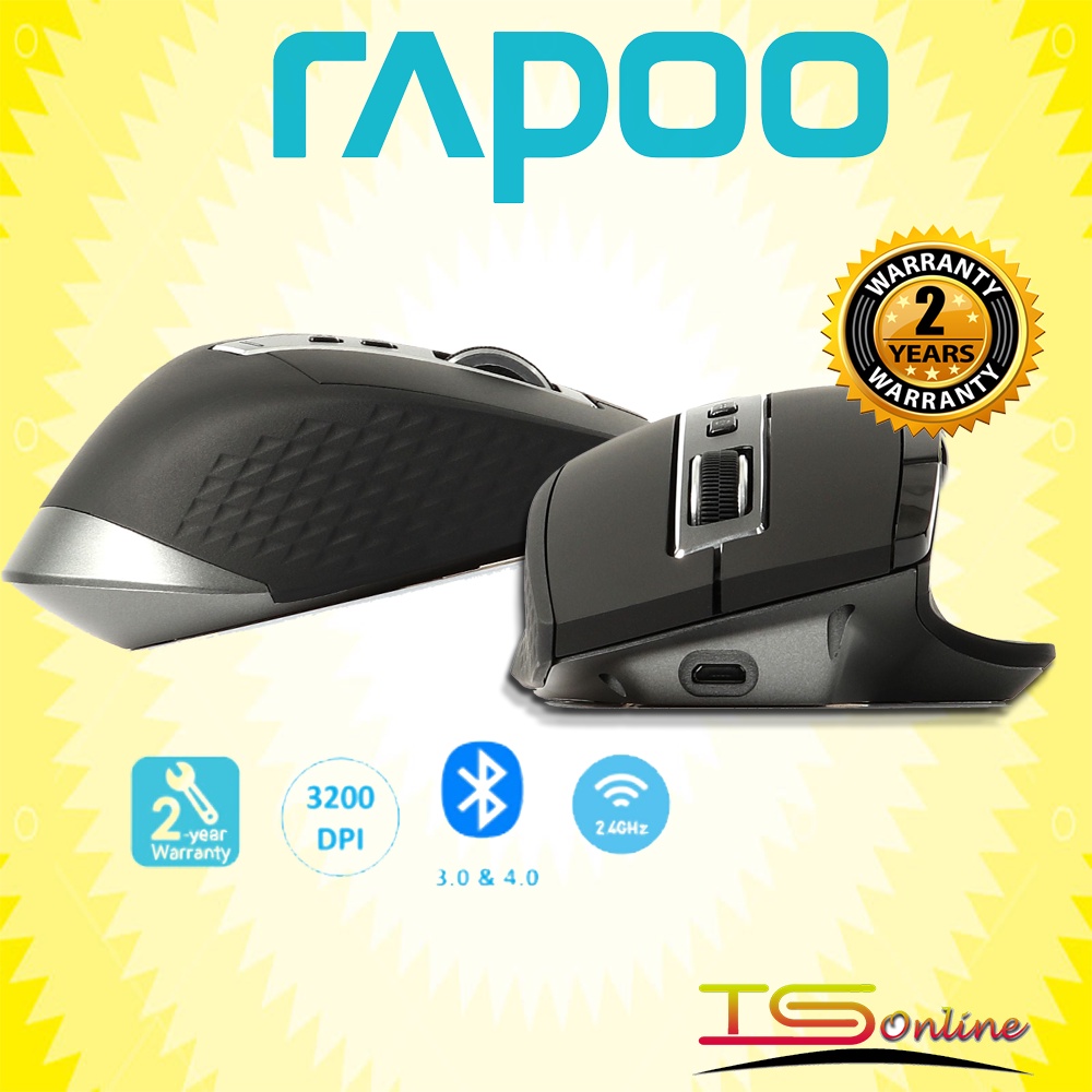 Rapoo Mt750s Rechargeable Multi Mode Wireless Mouse Bluetooth 30 40 24ghz Switch Among 4 2179