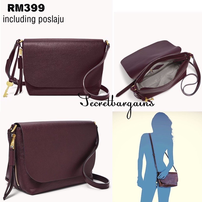 Fossil Maya Small Flap Crossbody Fig Shopee Malaysia