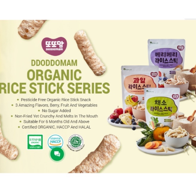 [HALAL Ddoddomam 6m+] Organic Rice Stick 20g Fruit Vegetable Berry ...