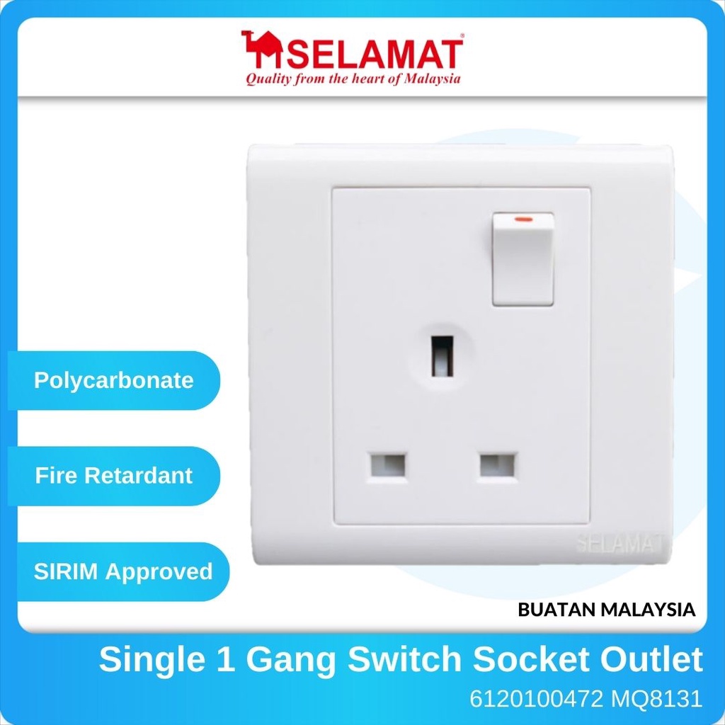 Selamat Mq8131 Single 1 Gang Switch Socket Outlet Long Lasting High