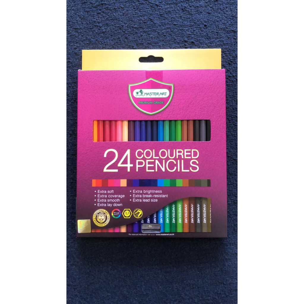 Colour Pencils/Master Art Coloured Pencils/12/24 Colours Free Sharpener