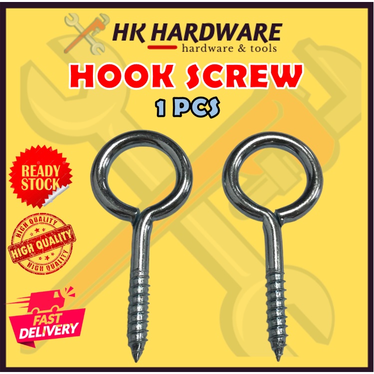 Hook Screw Skrew Kayu Skrew Langsir Screw Hook Eye For Curtain Spring ...