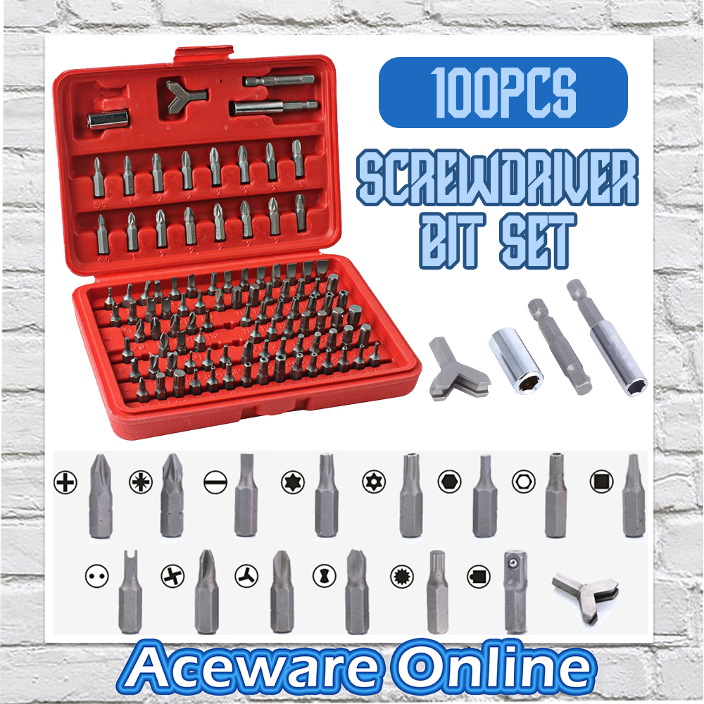 100PCS MULTIPURPOSE SCREWDRIVER BIT SET SECURITY TYPE TAMPER-PROOF TORX ...
