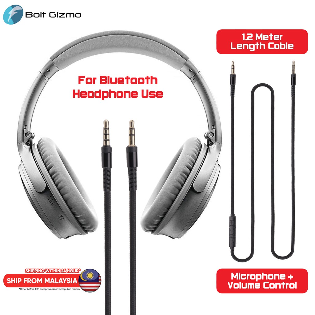 Aux Cable with Mic Microphone for Bluetooth Headset Headphone 3.5mm to