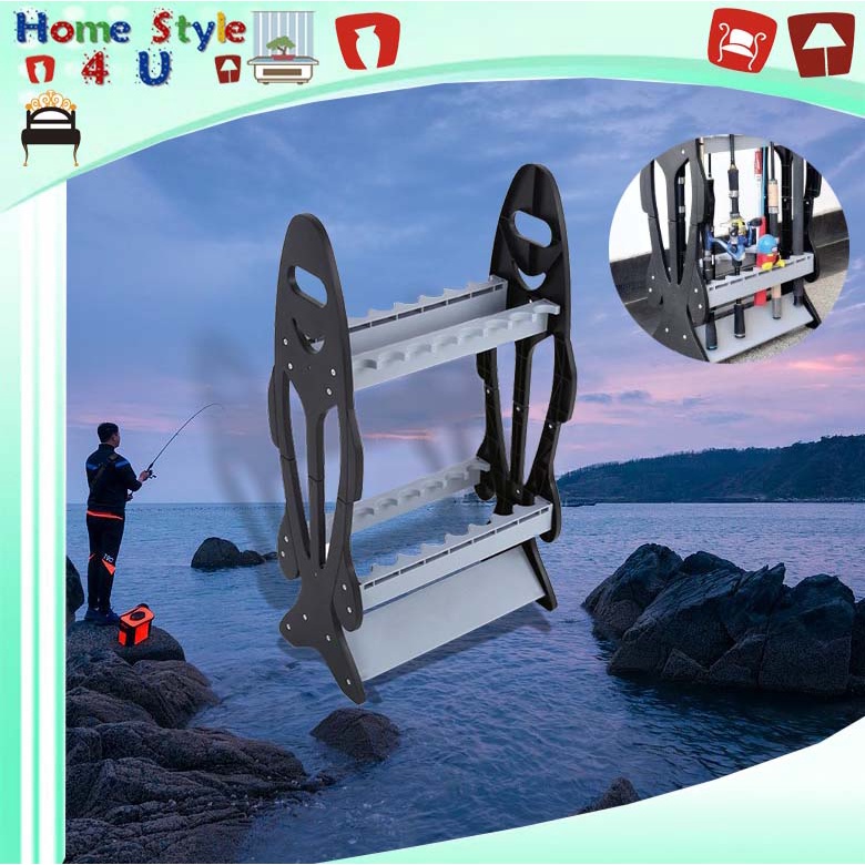 Lightweight Easy Take Fishing Rod Rack Pole Holder Stand Organizer Rack For  16 Rods Outdoor Fish Rod Holder 4120