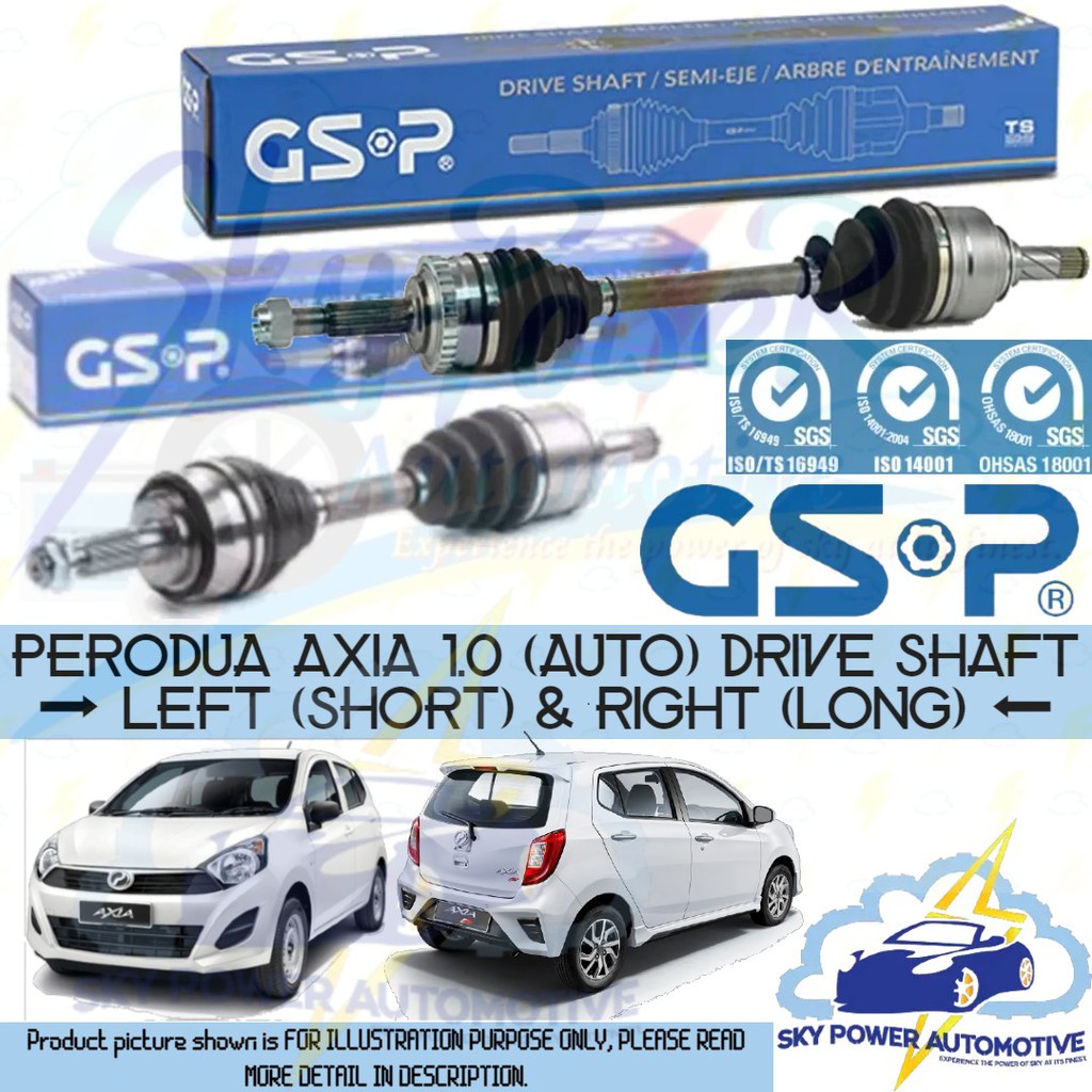 PERODUA AXIA 1.0 (AUTO) GSP DRIVE SHAFT (LEFT & RIGHT) Shopee Malaysia