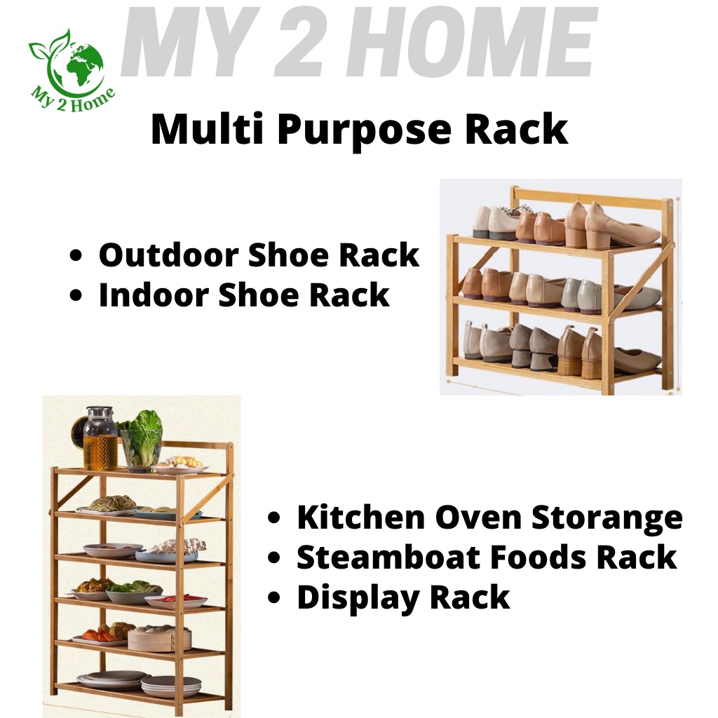 Multipurpose Shoe Rack (Installation-Free) Foldable Wooden RAK KASUT ...