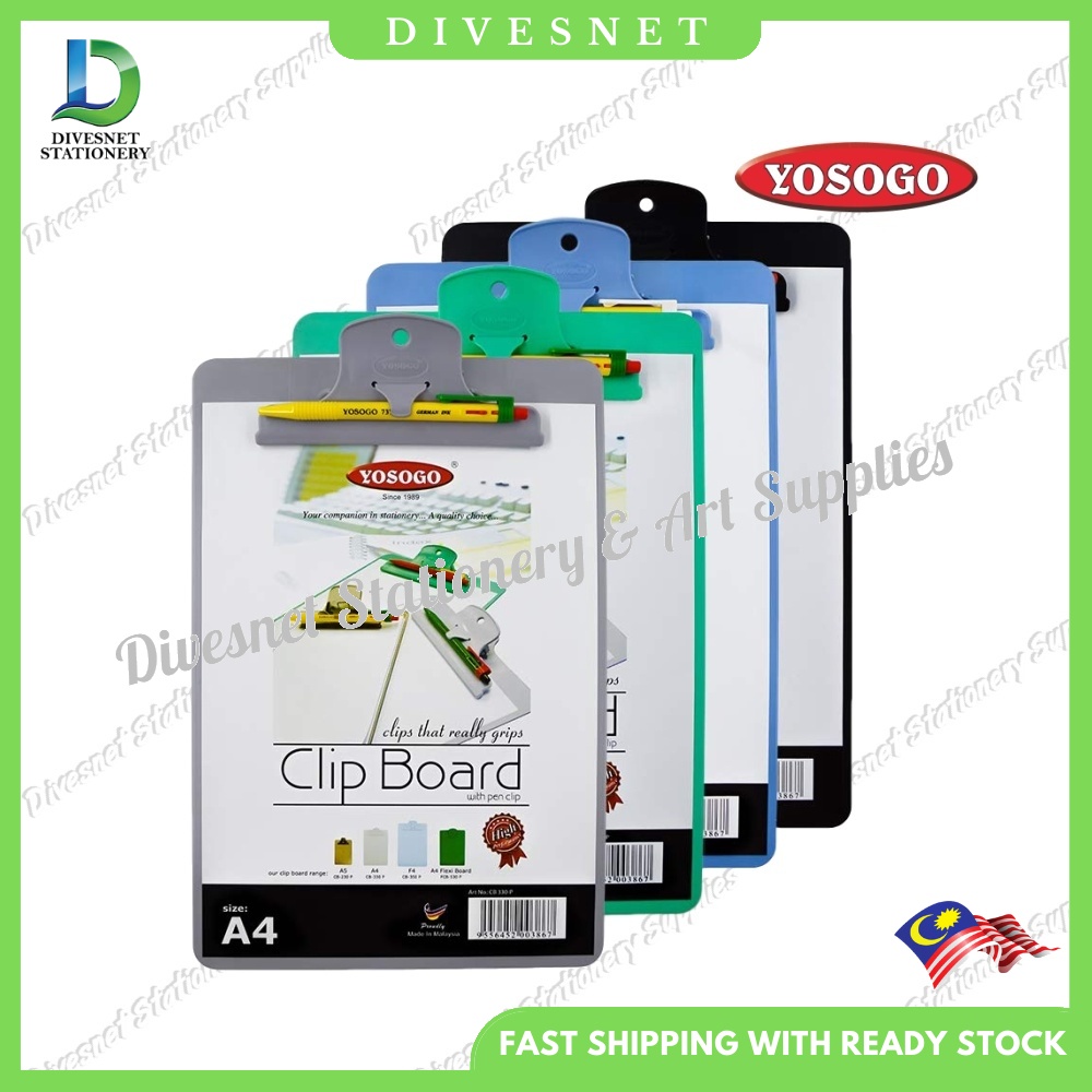 Yosogo Clipboard A4 With Plastic Clip CB330P | Shopee Malaysia