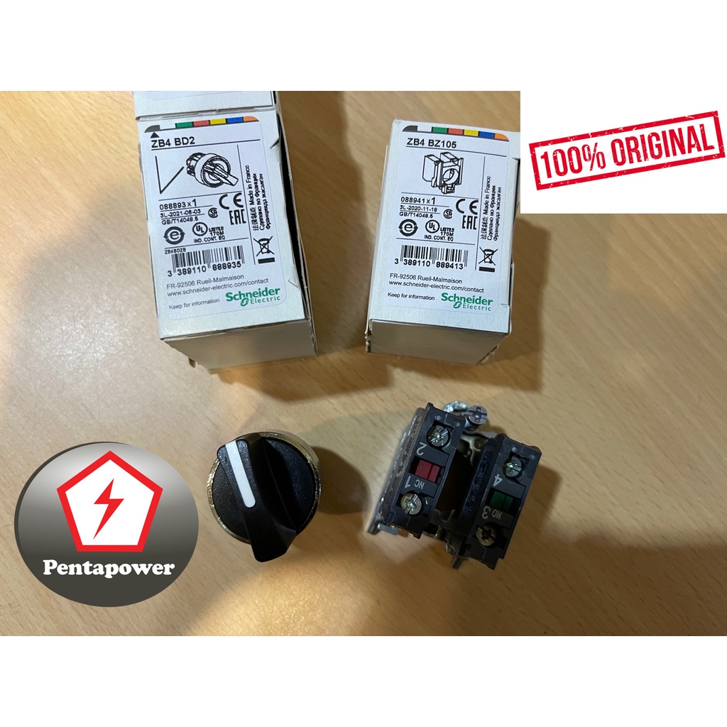 SCHNEIDER XB4BD25 ( ZB4BD2 + ZB4BZ105 ) XB4, Selector switch, metal ...