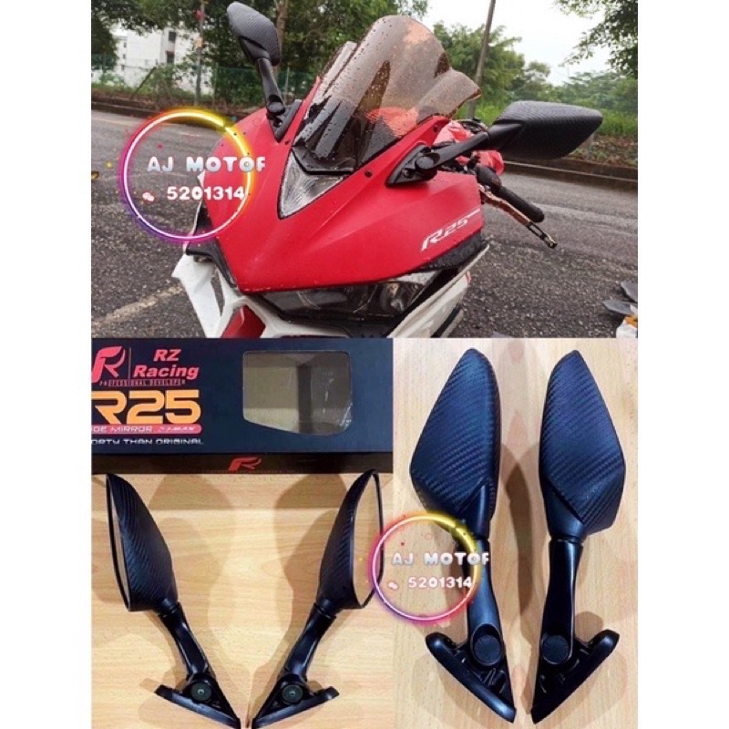 UNIVERSAL WINGLET SIDE MIRROR CNC CARBON FOR FAIRING BIKE R25 R15 V4 ZX6 ZX10 CBR150R R1 R6