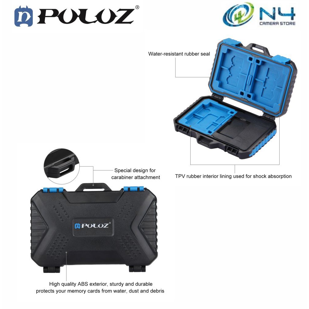 PULUZ Waterproof Memory Card Reader Storage Box for USB CF TF