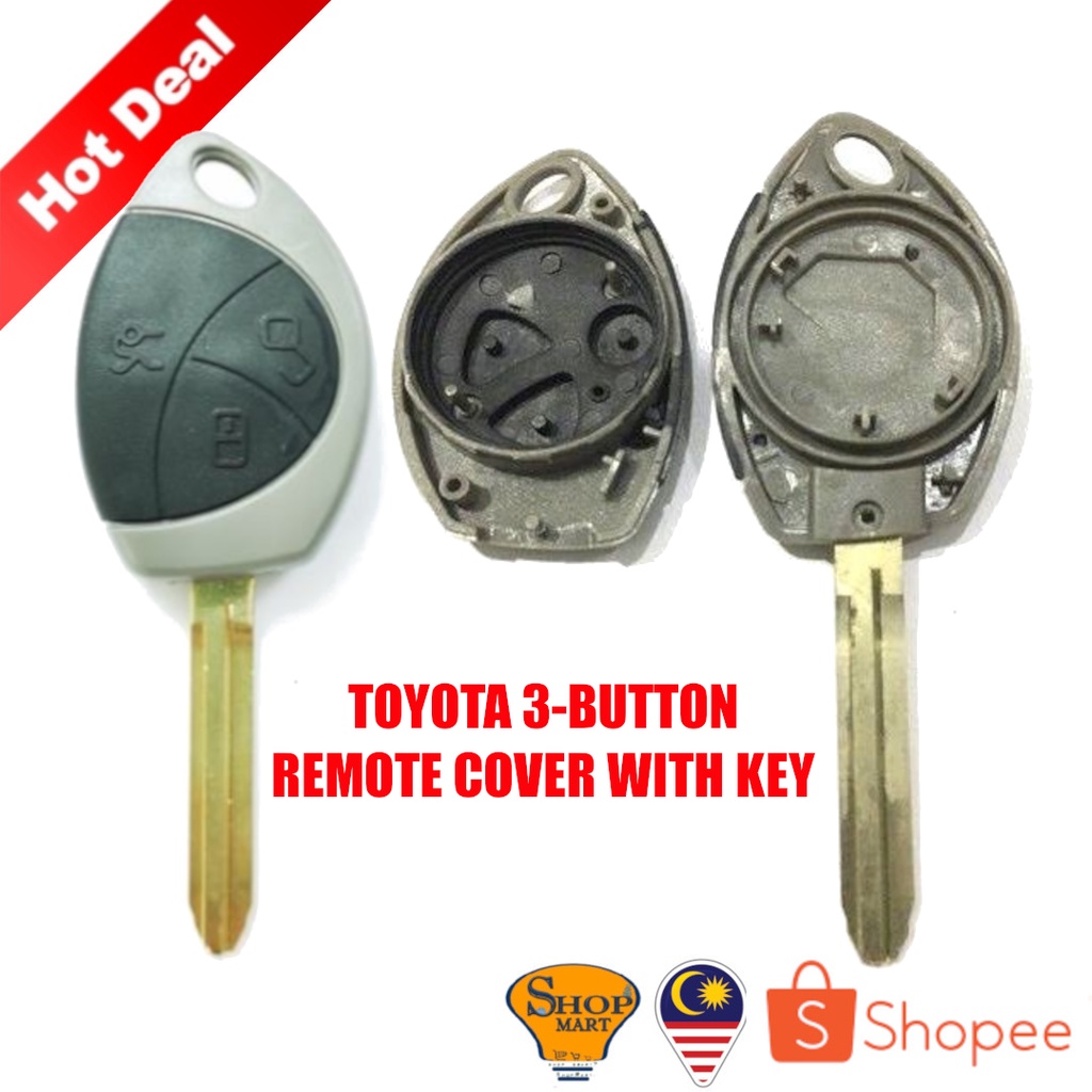 Toyota Car Alarm Remote Cover 3 Button with Key for Vios Altis Alarm