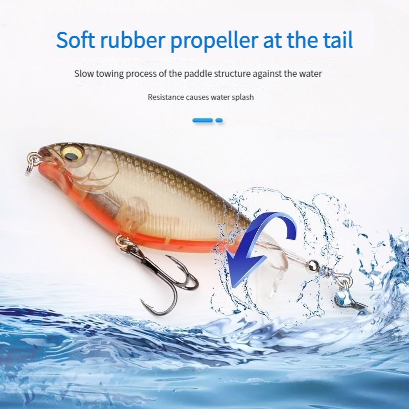 Rotating Tail Popper Floating Lure Bright Fishing Lure Hard Bait