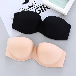 ready stock] Advanced non-slip strapless push up bra sexy gathering female