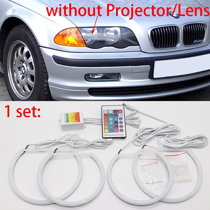 4pcs Headlight Cotton Multi Color Rgb Led Angel Eyes Halo Ring Eye Drl