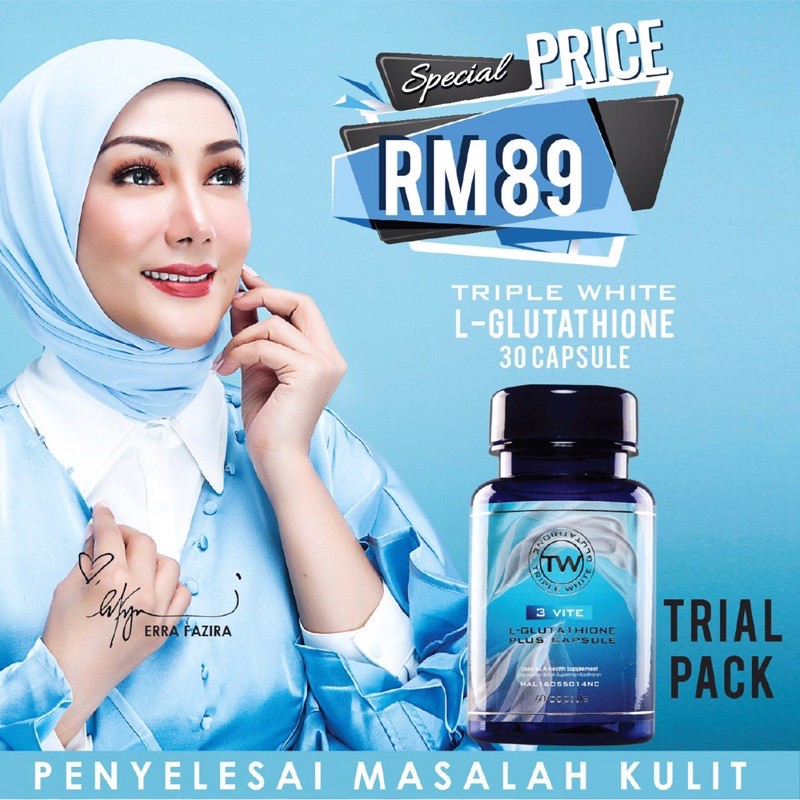 harga triple white l glutathione 3x Phyto Gluta Sparkle Glitter L-Glutathione Plus Skin Whitening Exp 2028 Made with high purity glutathione level by containing 50mg of liposome L PURE ORIGINAL INGREDIENTS L-Glutathione, (100