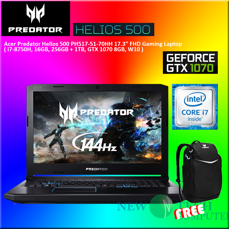 LAPTOP GAMING Acer Predator Helios 500 PH517 51 70HH 17.3 i7 8750H 16GB 256GB SSD 1TB GTX1070 8GB DISPLAY UNIT Shopee Malaysia