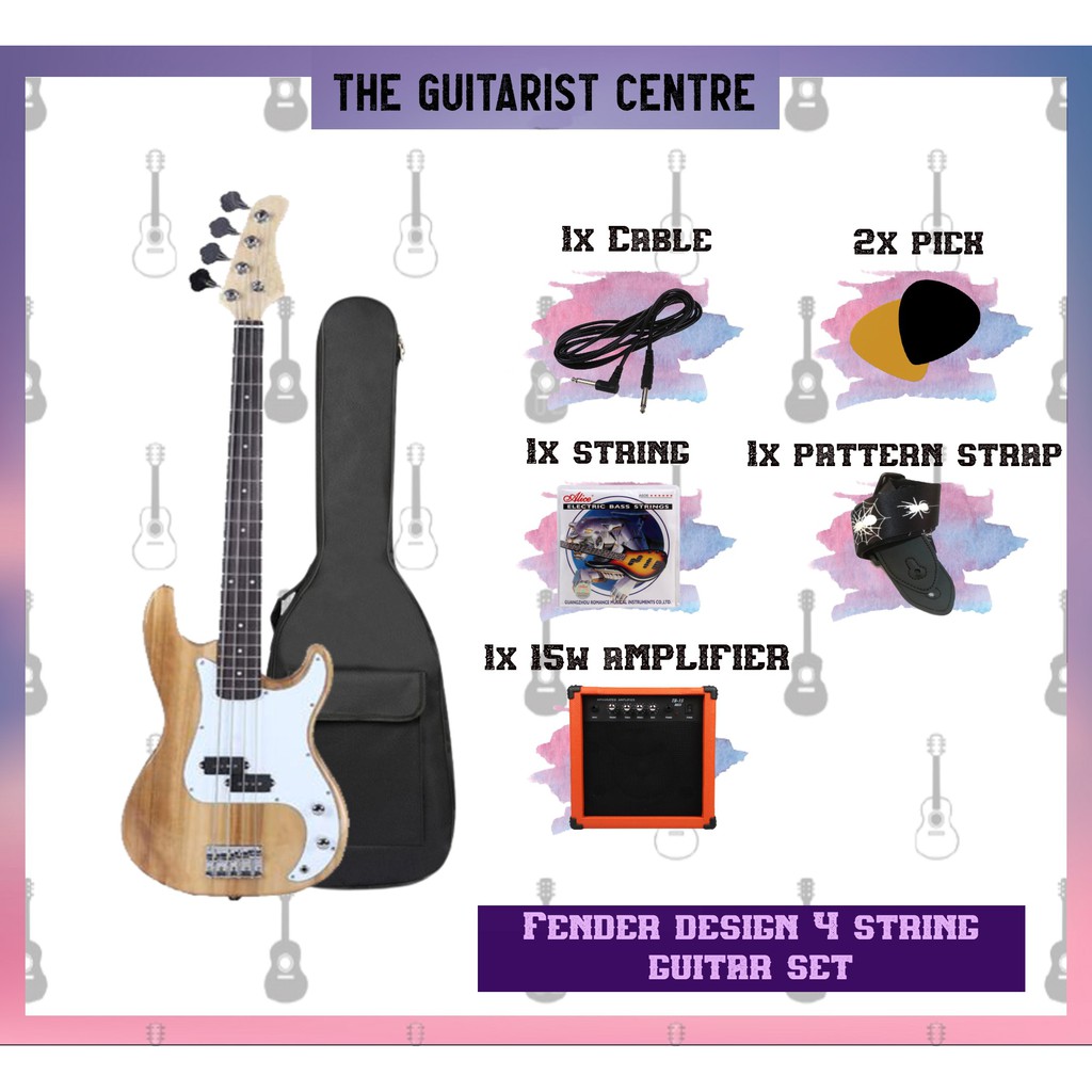 F4】Fender Design 4 String Electric Bass Guitar Set/F4 Bass Guitar Combo Set