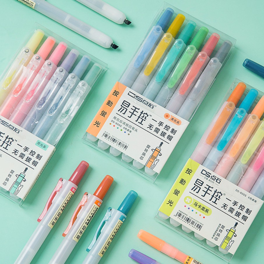 Retractable Press/Click Highlighter Ins Color Office, Student Use ...