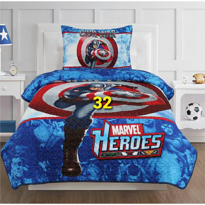 cadar captain america marvel heroes bedsheets patchwork single size cotton set 2 in 1 Shopee Malaysia