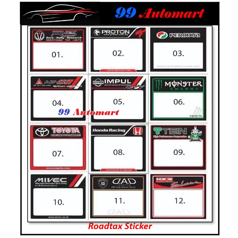 Car Road Tax Roadtax Sticker PROTON PERODUA R3 ADVAN IMPUL MONSTER ...