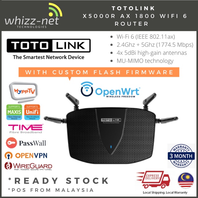 TOTOLINK X5000R Wi-Fi 6 Router [Custom OpenWrt Firmware + Passwall ...