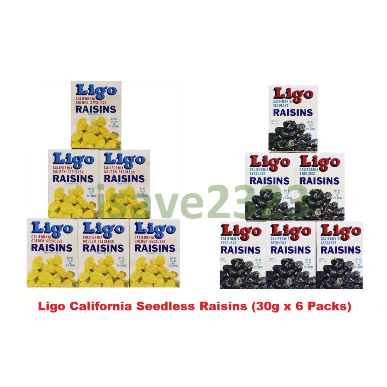 Ligo California Seedless Raisins (30g x 6 Packs) - Black / Golden ...