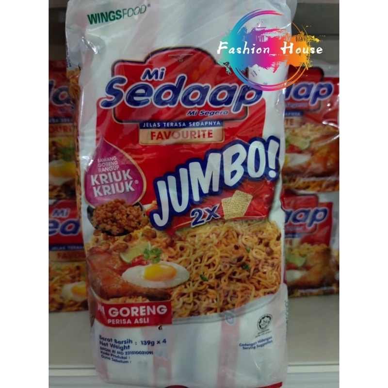 MI SEDAAP MIE GORENG JUMBO 4X139G | Shopee Malaysia