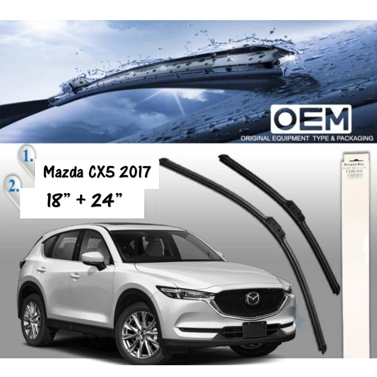 Mazda CX5 2017 2020 OEM Japan Natural Rubber Smooth Clear Soft Wiper