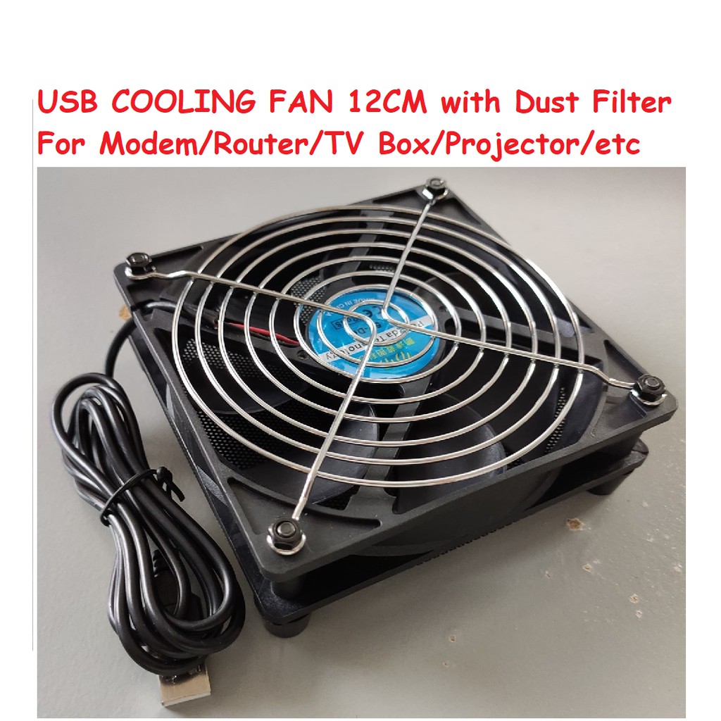 USB Cooling Fan 12CM with Dust Filter For Modem Router TV Box Projector