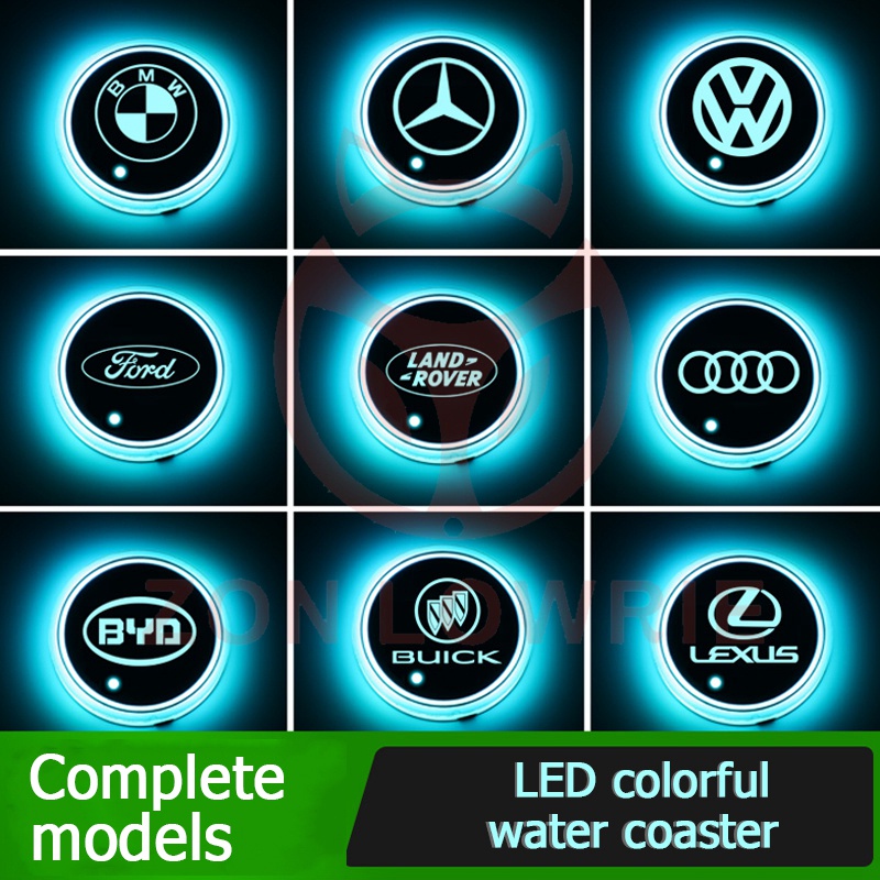 1pcs Luminous USB Pad Car Anti Slip Water Coaster LED Mat for Benz BMW ...