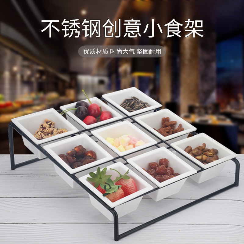 【TOT】Buffet Ceramic Dim Sum Rack Double-Layer Six-Grid Fruit Rack ...