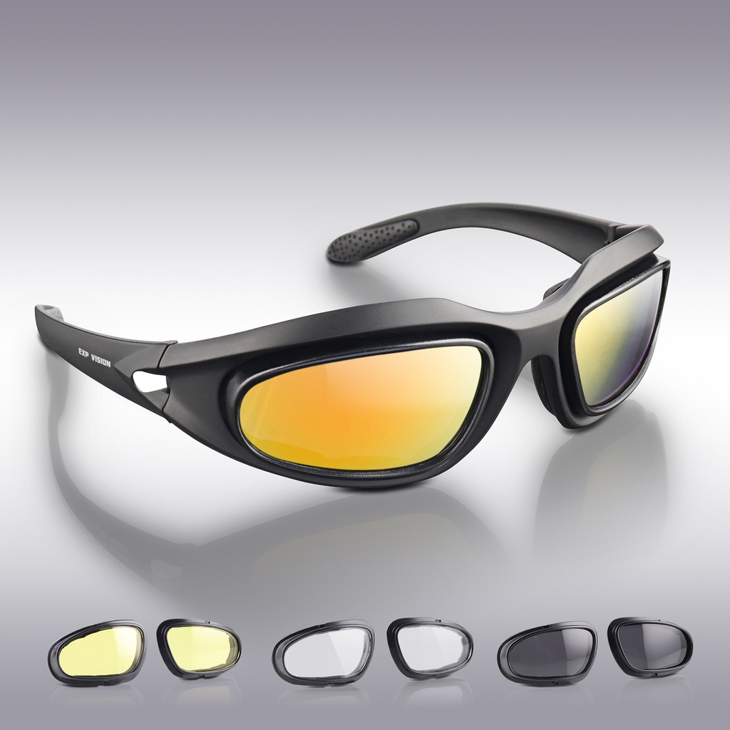 EXP VISION Polarized Motorcycle Riding Glasses Kit With 4 Interchangeable  Lens,Motorcycle Goggles,Cycling Glasses,Motorcycle Sunglasses for Men &  Women
