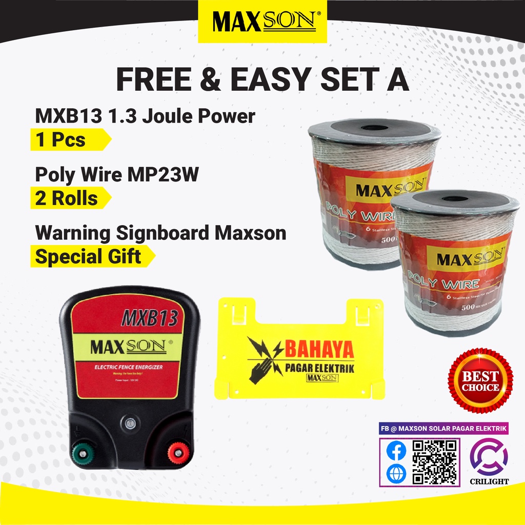 Crilight Maxson Pagar Elektrik Kebun Fence Mxb13 1 3 Joule 0 5 Hingga 2