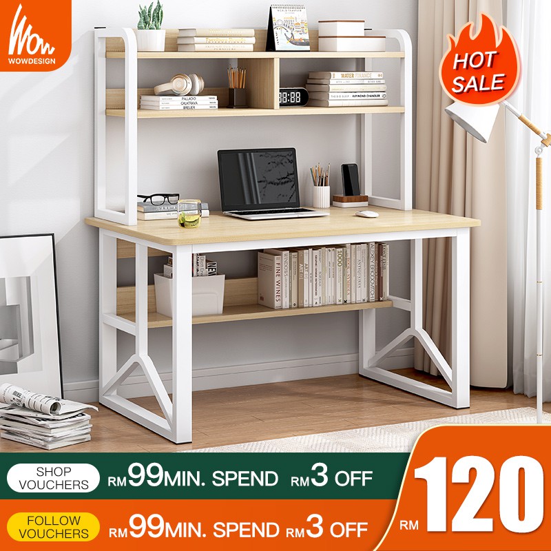 Modern Home Office Table 120x60cm with Bookcase Workstation Office Desk