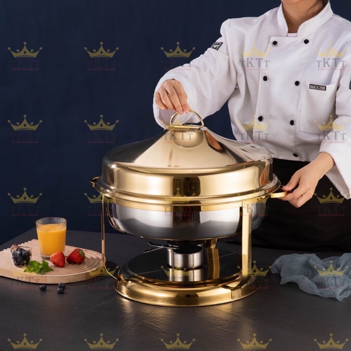 TKTT 42cm Hanging Bell Dome Chafing Dish Buffet Serving Golden Bell