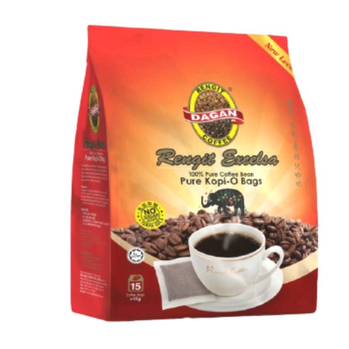 龙引（家园) 纯咖啡乌（小袋装）Rengit Excelsa Pure Kopi-O Bags - 15 sachets x 15gm ...