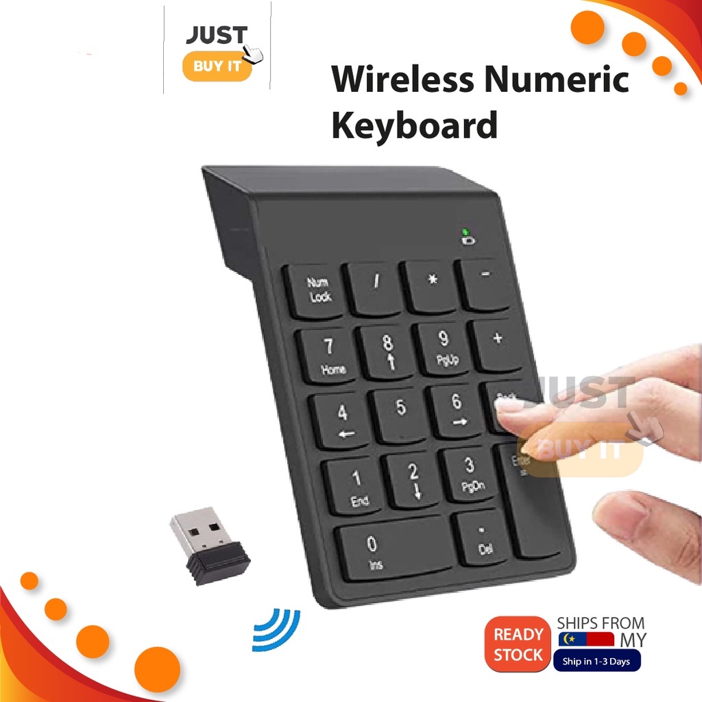18 Keys Wireless Number Pad Keyboard With 2.4G Mini USB Receiver ...