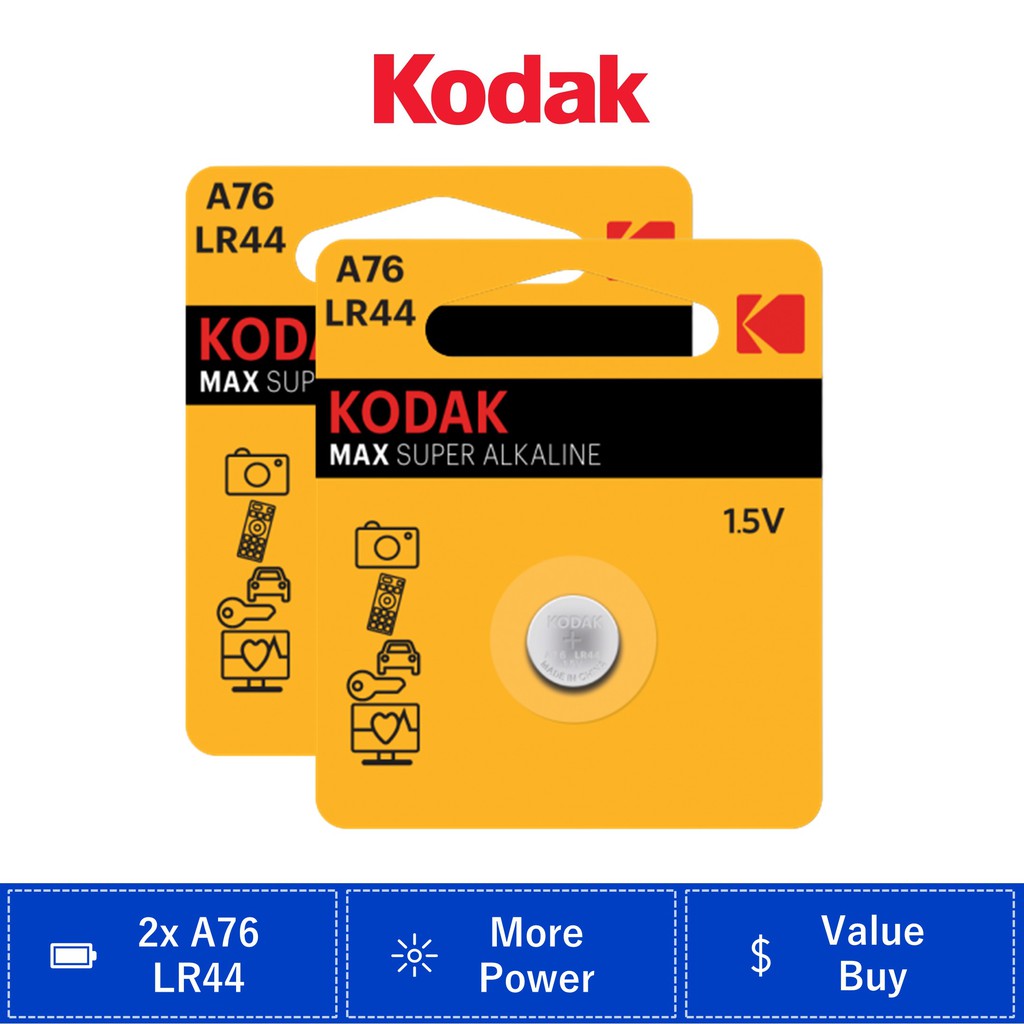 Kodak LR44 / AG13 Alkaline Button Batteries - 1.5V, 20-Pack