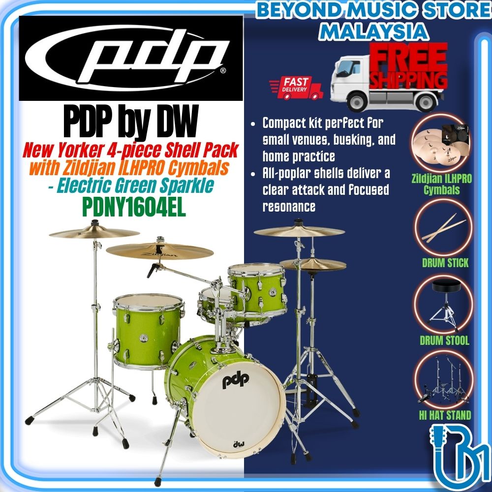 PDP New Yorker 4-piece Shell Pack with Zildjian ILHPRO Cymbals ...