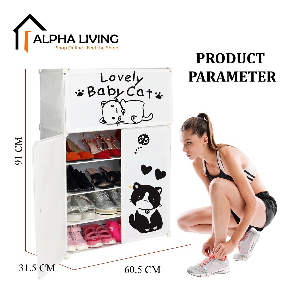 Alpha Cute Sticker Easy DIY 6 Tier Shoe Rack (LRA0120WH) | Shopee Malaysia