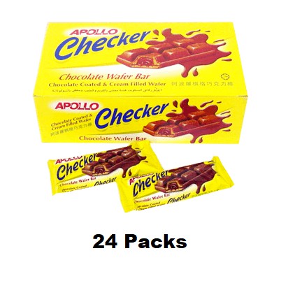 24 Packs 1788 Apollo Checker Chocolate Wafer Bar 18g HALAL (LOCAL READY ...