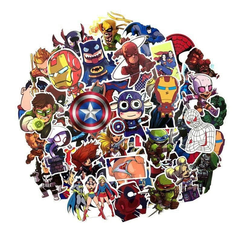 Graffiti Marvel Anime 100pcs Super Hero Stickers For Luggage Car ...