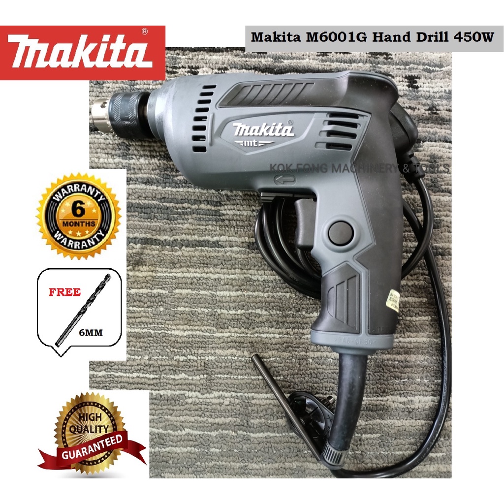 Makita MT M6001G Hand Drill 450W/Mesin Drill Kecil Kayu besi M6001G ...