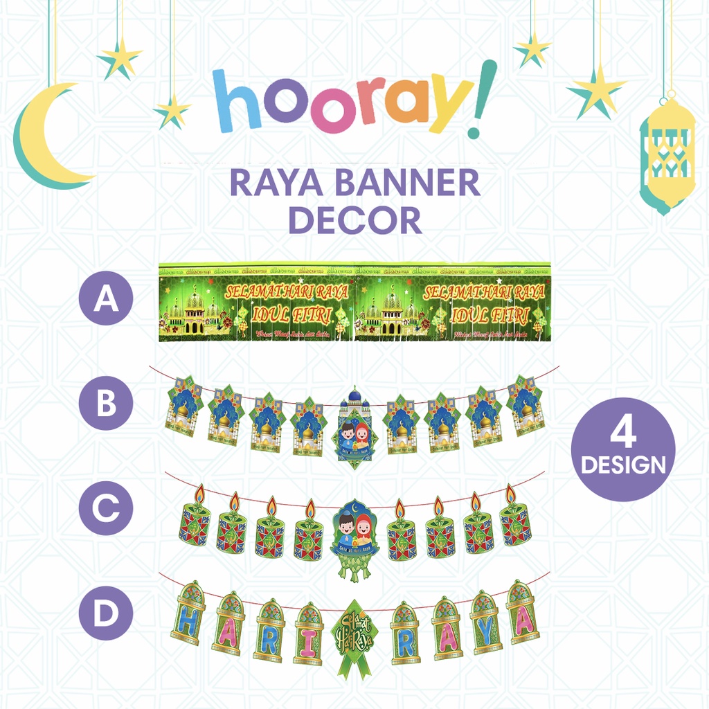 HOORAY! RAYA BANNER HIASAN GANTUNG RAYA PELITA MASJID SELAMAT HARI RAYA