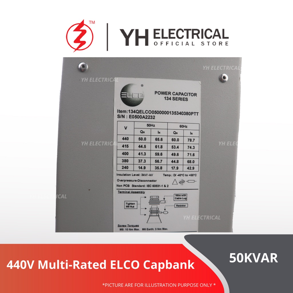 ELCO BOX Capacitor 3P 50 kVar 440V Multi-Rated Capbank | Shopee Malaysia